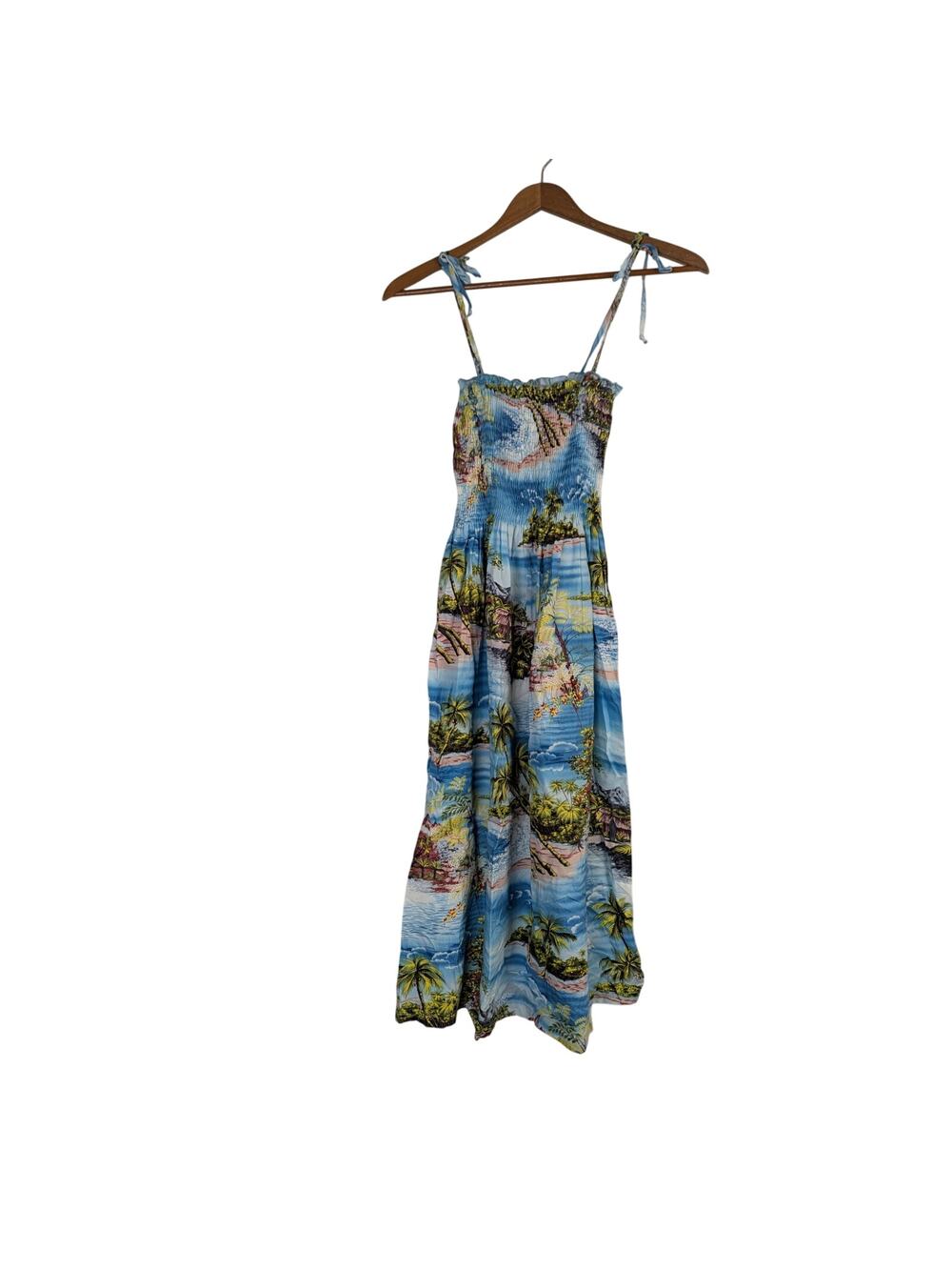 Hawaiian Sundress Mini Smocked Ocean Scene Tropical Island Puanani by RJC Large